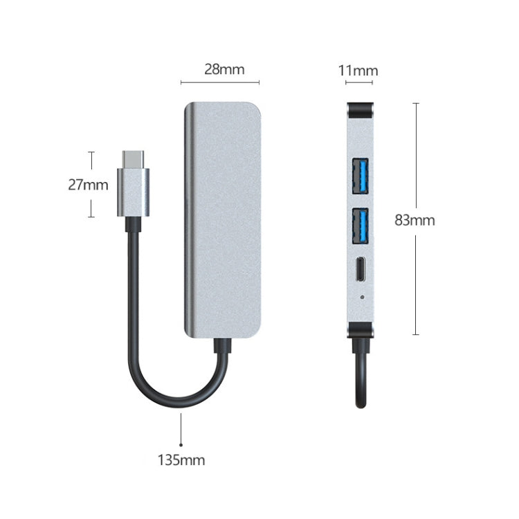 BYL-2011 4 In 1 USB-C / Type-C To 4K HDMI + USB 3.0 + USB 2.0 + PD USB-C / Type-C Charging Ports Multifunctional HUB Docking Station - USB HUB by PMC Jewellery | Online Shopping South Africa | PMC Jewellery | Buy Now Pay Later Mobicred