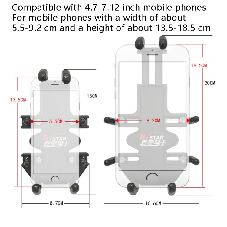 N-STAR NJN001 Motorcycle Bicycle Compatible Mobile Phone Bracket Aluminum Accessories Riding Equipment(With M10 Ball) - Holders by N-STAR | Online Shopping South Africa | PMC Jewellery | Buy Now Pay Later Mobicred