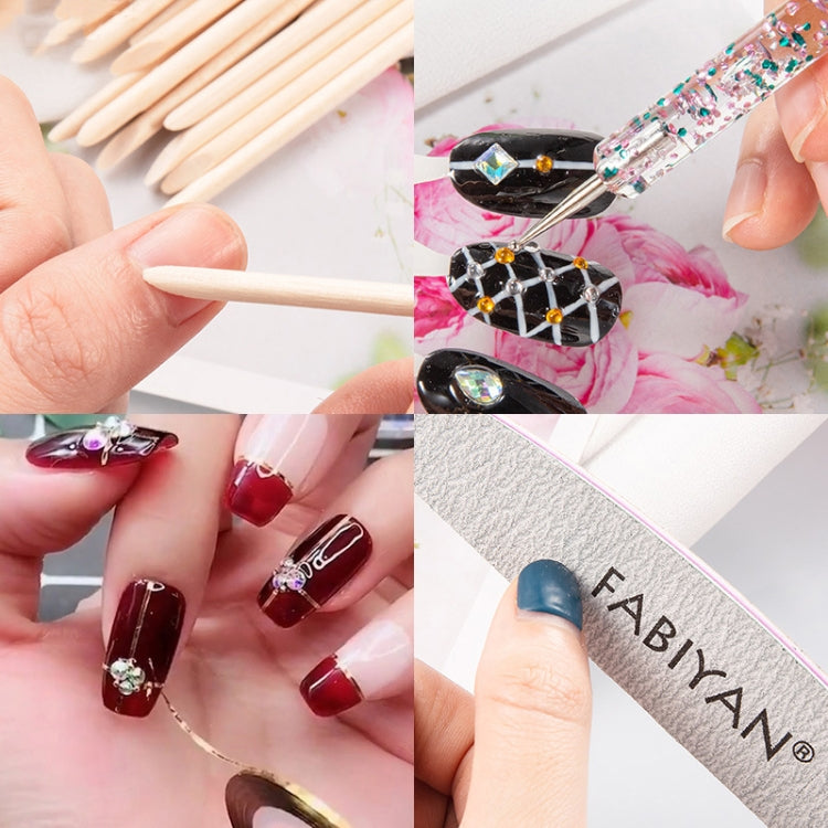 FABIYAN Nail Brush Nail Piece Set Nail Art Polishing Supplies Set, Specification: Transparent Semi-sticked Small Set - Nail Art Equipment by FABIYAN | Online Shopping South Africa | PMC Jewellery | Buy Now Pay Later Mobicred