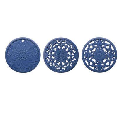 3 in 1 Hollow Flower Silicone Heat Insulation Pad Anti-Scalding Pot Bowl Pad Set(Blue) - Insulation by PMC Jewellery | Online Shopping South Africa | PMC Jewellery