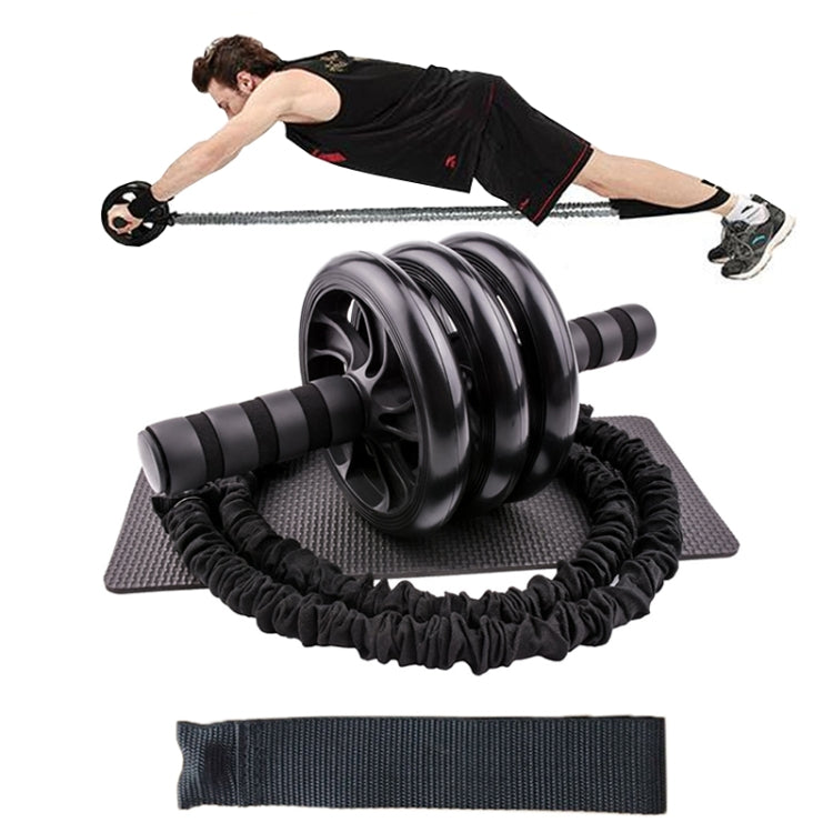 5 in 1 Abdominal Muscle Training Three-Wheel Abdomen-Wheel Rally Set Home Fitness Equipment(Black) - Fitness Equipments by PMC Jewellery | Online Shopping South Africa | PMC Jewellery