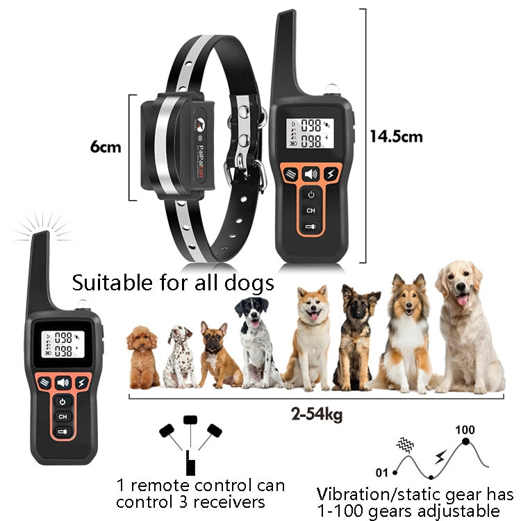 PaiPaitek PD529 Remote Control Dog Training Device Voice Control Anti-Barking Device Dog Training Device(Black) - Training Aids by PaiPaitek | Online Shopping South Africa | PMC Jewellery