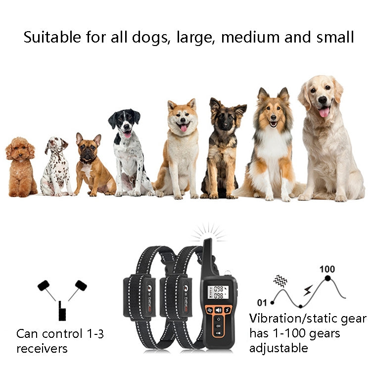 PaiPaitek PD529-3 Remote Control Dog Training Device Voice Control Barking Stopper Electronic Collar Dog Training Device - Training Aids by PaiPaitek | Online Shopping South Africa | PMC Jewellery | Buy Now Pay Later Mobicred