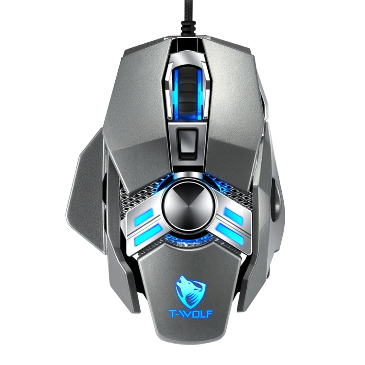 T-WOLF V10 USB Interface 7 Buttons 6400 DPI Gaming Wired Mouse Custom Macro Programming 4-Color Breathing Light Gaming Mouse, Cable Length: 1.5m(Gun Color) - Wired Mice by T-WOLF | Online Shopping South Africa | PMC Jewellery | Buy Now Pay Later Mobicred