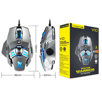 T-WOLF V10 USB Interface 7 Buttons 6400 DPI Gaming Wired Mouse Custom Macro Programming 4-Color Breathing Light Gaming Mouse, Cable Length: 1.5m(Gun Color) - Wired Mice by T-WOLF | Online Shopping South Africa | PMC Jewellery | Buy Now Pay Later Mobicred