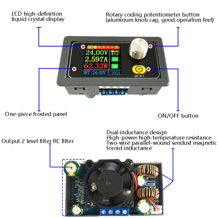 SK3580 Colorful Screen DC 6.0-36V to 0.6-36V 5A Step Down Stabilized Power Supply Constant Voltage Current Buck Power Converter Power Supply Adjustable Module - Current & Voltage Tester by PMC Jewellery | Online Shopping South Africa | PMC Jewellery | Buy Now Pay Later Mobicred