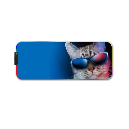 260x390x4mm F-01 Rubber Thermal Transfer RGB Luminous Non-Slip Mouse Pad(Glasses Cat) - Mouse Pads by PMC Jewellery | Online Shopping South Africa | PMC Jewellery | Buy Now Pay Later Mobicred