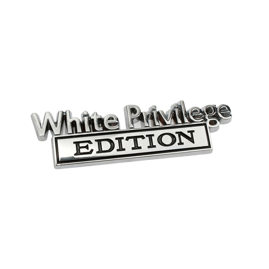 2 PCS Car Metal Leaf Board Car Logo White Privilege Edition Modified Car Body Sticker Sign(Silver Black) - Decorative Sticker by PMC Jewellery | Online Shopping South Africa | PMC Jewellery | Buy Now Pay Later Mobicred