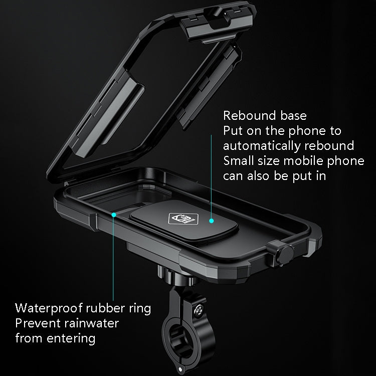 Kewig Bicycle Motorcycle Waterproof Box Mobile Phone Bracket Riding Touch Mobile Phone Fixed Seat(M18S-B1 Small Handlebar Installation) - Holder by Kewig | Online Shopping South Africa | PMC Jewellery | Buy Now Pay Later Mobicred