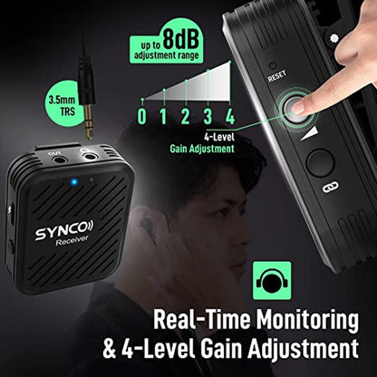 SYNCO Engragal  Wireless Microphone System 2.4GHz Interview Lavalier Lapel Mic Receiver Kit For Phones DSLR Tablet Camcorder,Configuration G1 (A2) - Microphone by PMC Jewellery | Online Shopping South Africa | PMC Jewellery | Buy Now Pay Later Mobicred