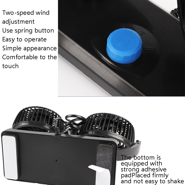 Car Fan Portable Mini Adjustable Car Double-Headed Electric Fan, Colour: Blue 12V Cigarette Lighter - Heating & Fans by PMC Jewellery | Online Shopping South Africa | PMC Jewellery | Buy Now Pay Later Mobicred