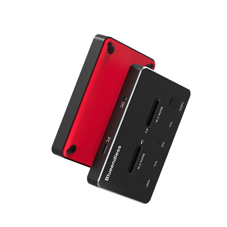 Blueendless M.2 Double Disk Mobile Hard Disk Base SATA / NVME Solid State Hard Disk Box, Colour: M.2 NVME (Black + Red) - HDD Enclosure by Blueendless | Online Shopping South Africa | PMC Jewellery | Buy Now Pay Later Mobicred