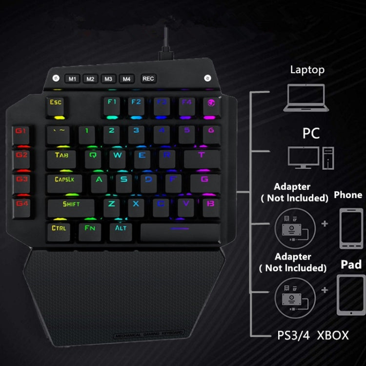 K700 44 Keys RGB Luminous Switchable Axis Gaming One-Handed Keyboard, Cable Length: 1m(Black Shaft) - Wired Keyboard by PMC Jewellery | Online Shopping South Africa | PMC Jewellery | Buy Now Pay Later Mobicred