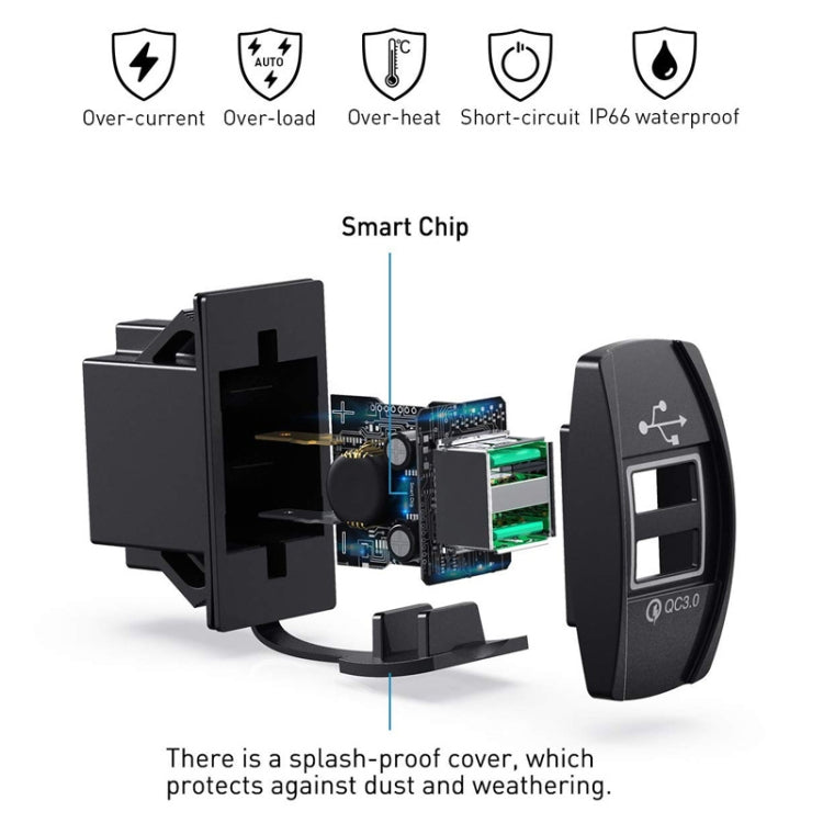 F3 Ship Type Car Dual USB Charger QC3.0 Fast Charge Switch Socket Modified 12V Car Charger(Green Light) - DIY Modified Charger by PMC Jewellery | Online Shopping South Africa | PMC Jewellery | Buy Now Pay Later Mobicred