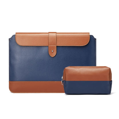 Horizontal Microfiber Color Matching Notebook Liner Bag, Style: Liner Bag+Power Bag(Blue + Brown), Applicable Model: 11  -12 Inch - 10 - 11 inch by PMC Jewellery | Online Shopping South Africa | PMC Jewellery | Buy Now Pay Later Mobicred