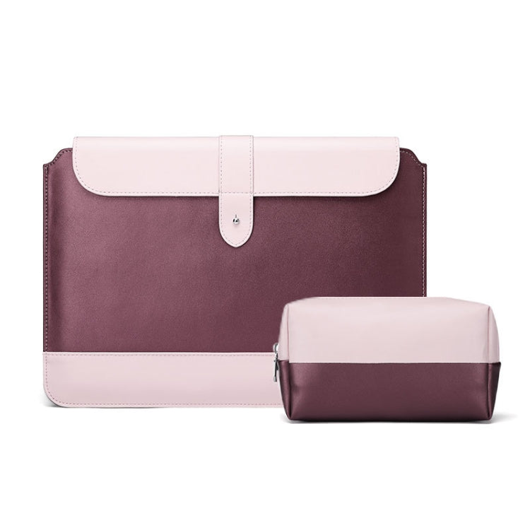 Horizontal Microfiber Color Matching Notebook Liner Bag, Style: Liner Bag+Power Bag (Wine Red), Applicable Model: 13  -14 Inch - 13.3 inch by PMC Jewellery | Online Shopping South Africa | PMC Jewellery | Buy Now Pay Later Mobicred