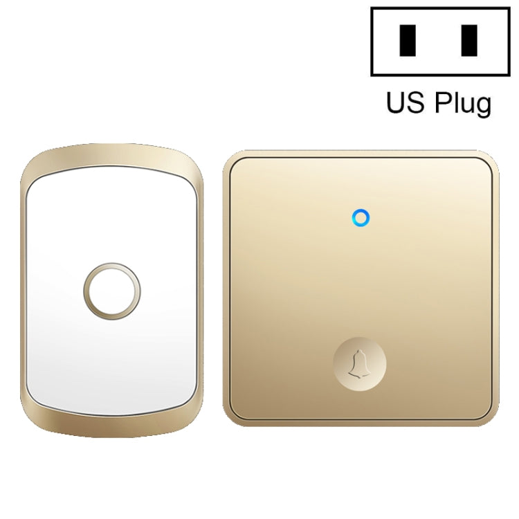 CACAZI FA50 1 For 1 Push-button Self-generating Wireless Doorbell, Plug:US Plug(Gold) - Wireless Doorbell by CACAZI | Online Shopping South Africa | PMC Jewellery