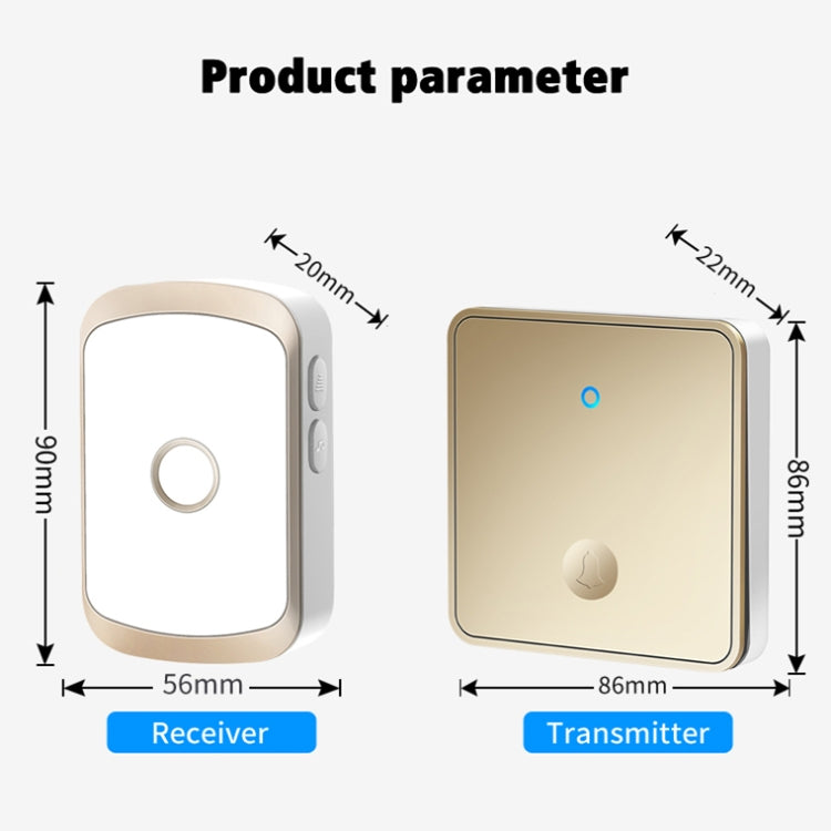 CACAZI FA50 1 For 1 Push-button Self-generating Wireless Doorbell, Plug:UK Plug(Gold) - Wireless Doorbell by CACAZI | Online Shopping South Africa | PMC Jewellery