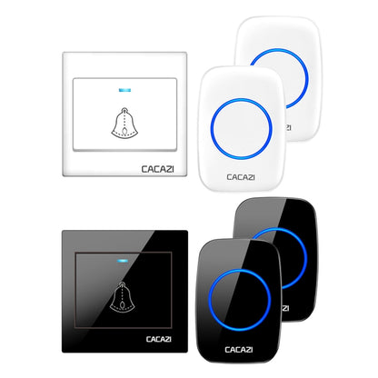 CACAZI H10 1 For 2 Home Wireless Music Doorbell without Battery, Plug:US Plug(Black) - Wireless Doorbell by CACAZI | Online Shopping South Africa | PMC Jewellery