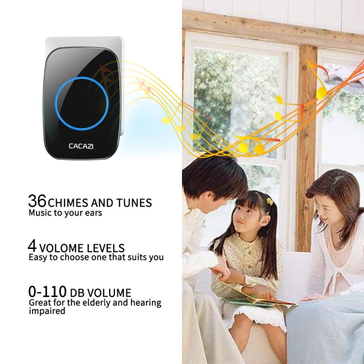 CACAZI H10 1 For 2 Home Wireless Music Doorbell without Battery, Plug:UK Plug(Black) - Wireless Doorbell by CACAZI | Online Shopping South Africa | PMC Jewellery