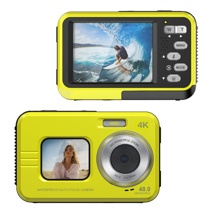 WDC901 3.5m Waterproof 48MP HD Dual Screen Outdoor Sports Digital Camera US Plug(Yellow) - Children Cameras by PMC Jewellery | Online Shopping South Africa | PMC Jewellery | Buy Now Pay Later Mobicred