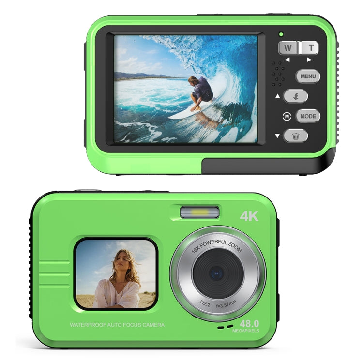 WDC901 3.5m Waterproof 48MP HD Dual Screen Outdoor Sports Digital Camera US Plug(Green) - Children Cameras by PMC Jewellery | Online Shopping South Africa | PMC Jewellery | Buy Now Pay Later Mobicred