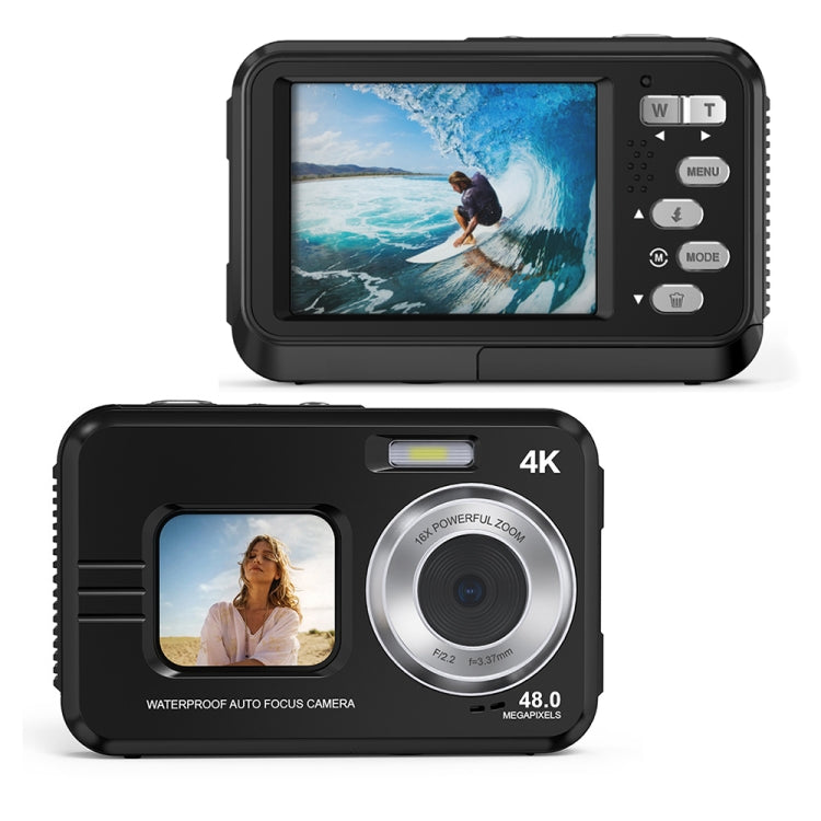 WDC901 3.5m Waterproof 48MP HD Dual Screen Outdoor Sports Digital Camera EU Plug(Black) - Children Cameras by PMC Jewellery | Online Shopping South Africa | PMC Jewellery | Buy Now Pay Later Mobicred