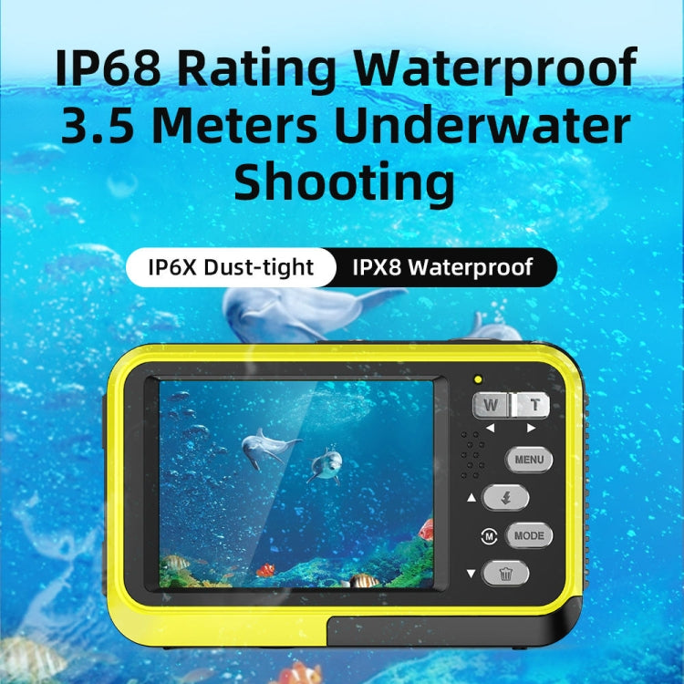 WDC901 3.5m Waterproof 48MP HD Dual Screen Outdoor Sports Digital Camera US Plug(Yellow) - Children Cameras by PMC Jewellery | Online Shopping South Africa | PMC Jewellery | Buy Now Pay Later Mobicred