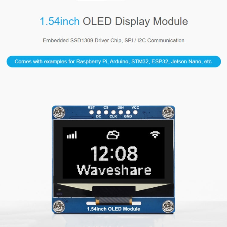 Waveshare 1.54 Inch OLED Display Module, 128×64 Resolution, SPI / I2C Communication(Blue) - LCD & LED Display Module by Waveshare | Online Shopping South Africa | PMC Jewellery | Buy Now Pay Later Mobicred