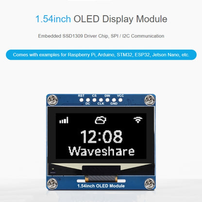 Waveshare 1.54 Inch OLED Display Module, 128×64 Resolution, SPI / I2C Communication(Blue) - LCD & LED Display Module by Waveshare | Online Shopping South Africa | PMC Jewellery | Buy Now Pay Later Mobicred