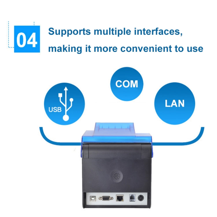 Xprinter XP-C300H 80mm Sound And Light Alarm Store Cashier Rreceipt Thermal Printer, Spec: USB+COM+LAN(UK Plug) - Printer by Xprinter | Online Shopping South Africa | PMC Jewellery | Buy Now Pay Later Mobicred