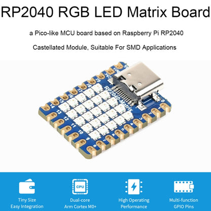 Waveshare 24594 5×5 RGB LED Matrix RP2040 Dual Core Processor Development Board - Modules Expansions Accessories by Waveshare | Online Shopping South Africa | PMC Jewellery | Buy Now Pay Later Mobicred