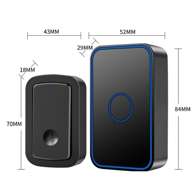 CACAZI  A19 1 For 3  Wireless Music Doorbell without Battery, EU Plug(Black) - Wireless Doorbell by CACAZI | Online Shopping South Africa | PMC Jewellery