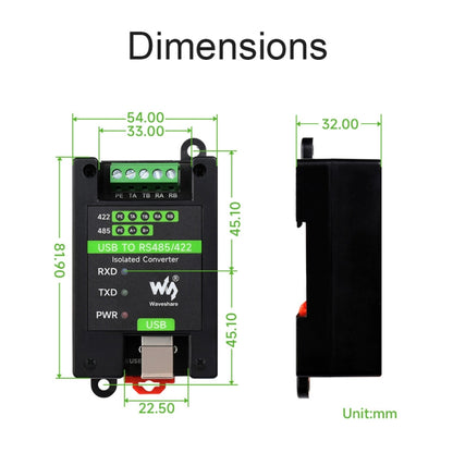 Waveshare 23949 USB To RS485/422 Isolated Converter, FT232RL And SP485EEN - Modules Expansions Accessories by Waveshare | Online Shopping South Africa | PMC Jewellery | Buy Now Pay Later Mobicred