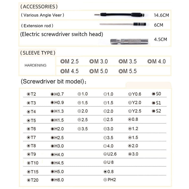 Obadun 9800 58 in 1 Screwdriver Set Manual CRV Batch Mobile Phone Disassembly Glasses Repair Tool(Yellow) - Screwdriver Set by Obadun | Online Shopping South Africa | PMC Jewellery | Buy Now Pay Later Mobicred