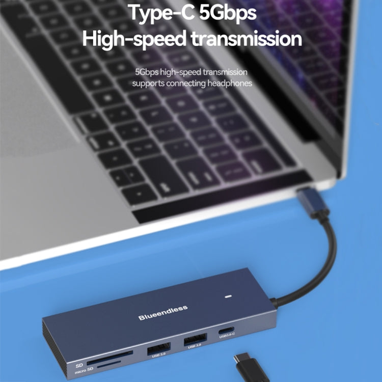 Blueendless 4K60Hz + Data Port Type-C Docking Station USB3.0 Splitter, Spec: 6-in-1 Pink - USB HUB by Blueendless | Online Shopping South Africa | PMC Jewellery | Buy Now Pay Later Mobicred