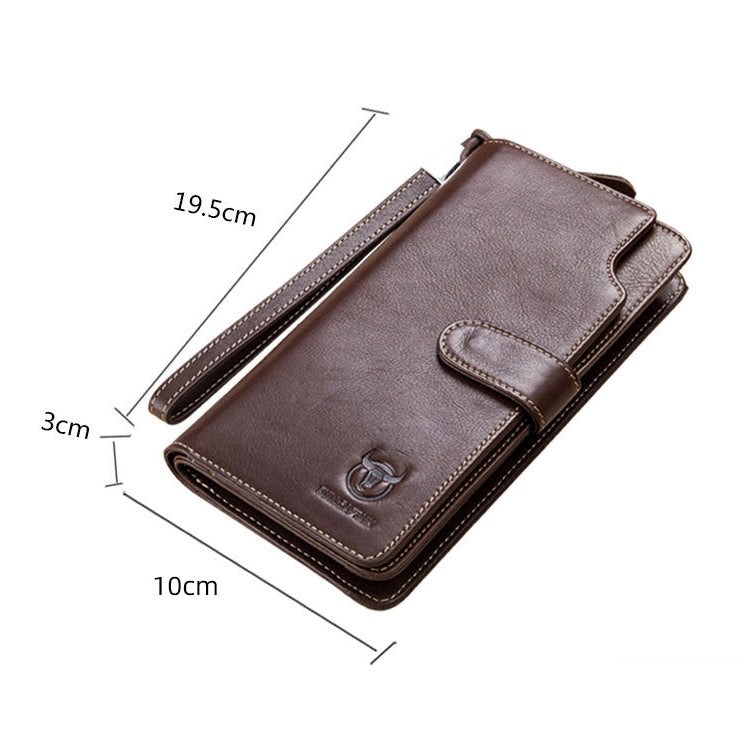 BULL CAPTAIN 028 Long Buckle Retro Cowhide Multi-Function Wallet (Coffee) - Wallets by BULL CAPTAIN | Online Shopping South Africa | PMC Jewellery