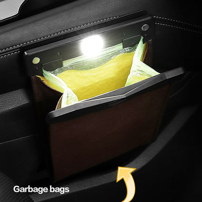 Car Trash Can Storage Bag Hanging Paste With LED Light Garbage Bag(Small (Mocha Brown)) - Stowing Tidying by PMC Jewellery | Online Shopping South Africa | PMC Jewellery | Buy Now Pay Later Mobicred