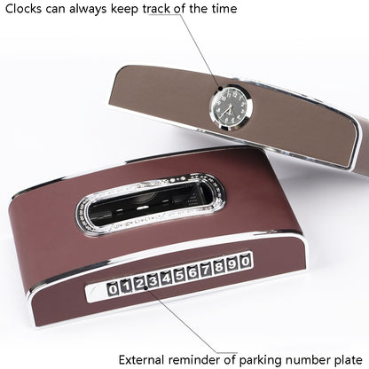 Car Clock Tissue Box Multi-Function Vehicle Instrument Table Paper Towel Box, Style: Clock+Parking Card (Agate) - Tissue Boxes by PMC Jewellery | Online Shopping South Africa | PMC Jewellery