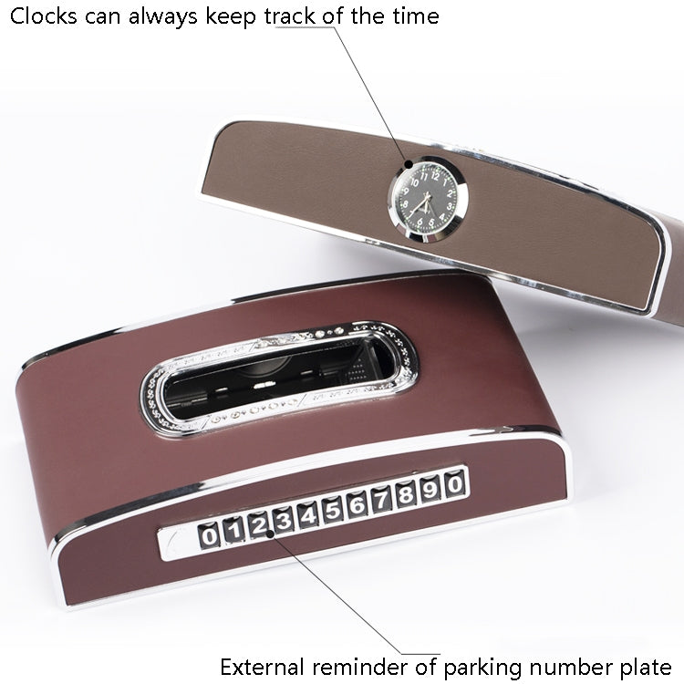 Car Clock Tissue Box Multi-Function Vehicle Instrument Table Paper Towel Box, Style: Clock+Parking Card (Black) - Tissue Boxes by PMC Jewellery | Online Shopping South Africa | PMC Jewellery