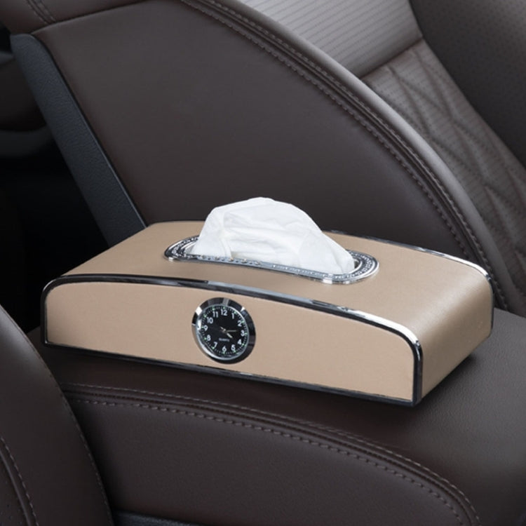 Car Clock Tissue Box Multi-Function Vehicle Instrument Table Paper Towel Box, Style: With Clock (Ivory) - Tissue Boxes by PMC Jewellery | Online Shopping South Africa | PMC Jewellery