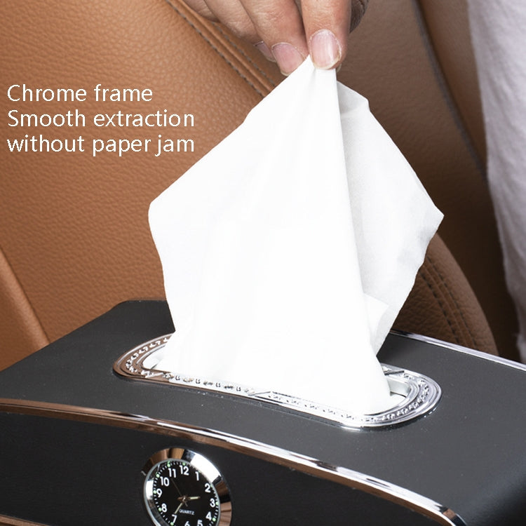 Car Clock Tissue Box Multi-Function Vehicle Instrument Table Paper Towel Box, Style: With Clock (Ivory) - Tissue Boxes by PMC Jewellery | Online Shopping South Africa | PMC Jewellery