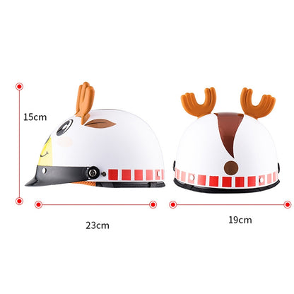 BYB 820 Children Four Seasons Universal Cartoon Electric Motorcycle Helmet, Specification: Tea Color Short Lens(Four Seasons White Cat) - Helmets by PMC Jewellery | Online Shopping South Africa | PMC Jewellery