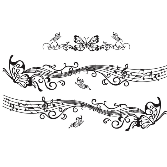 D-347 Butterfly Note Car Sticker Sheet Music Waist Line Body Sticker(Black) - Decorative Sticker by PMC Jewellery | Online Shopping South Africa | PMC Jewellery | Buy Now Pay Later Mobicred