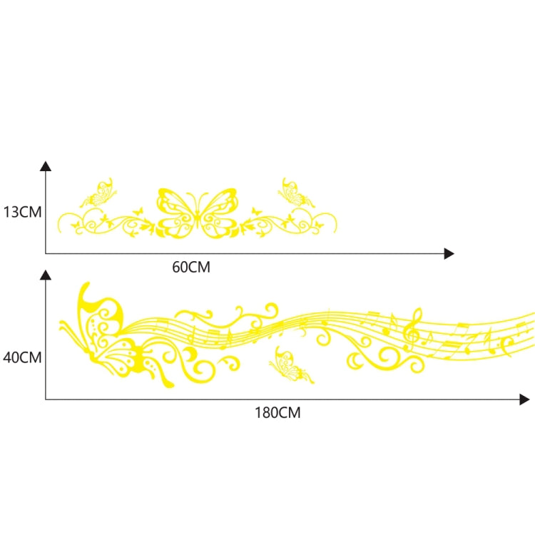 D-347 Butterfly Note Car Sticker Sheet Music Waist Line Body Sticker(Yellow) - Decorative Sticker by PMC Jewellery | Online Shopping South Africa | PMC Jewellery | Buy Now Pay Later Mobicred