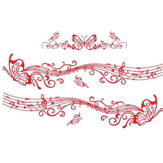 D-347 Butterfly Note Car Sticker Sheet Music Waist Line Body Sticker(Red) - Decorative Sticker by PMC Jewellery | Online Shopping South Africa | PMC Jewellery | Buy Now Pay Later Mobicred