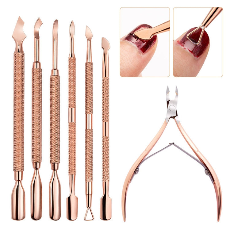 Stainless Steel Rose Gold Double-Headed Steel Push Dead Skin Scissors Nail Set,Style: D501 - Nail Art Equipment by PMC Jewellery | Online Shopping South Africa | PMC Jewellery | Buy Now Pay Later Mobicred