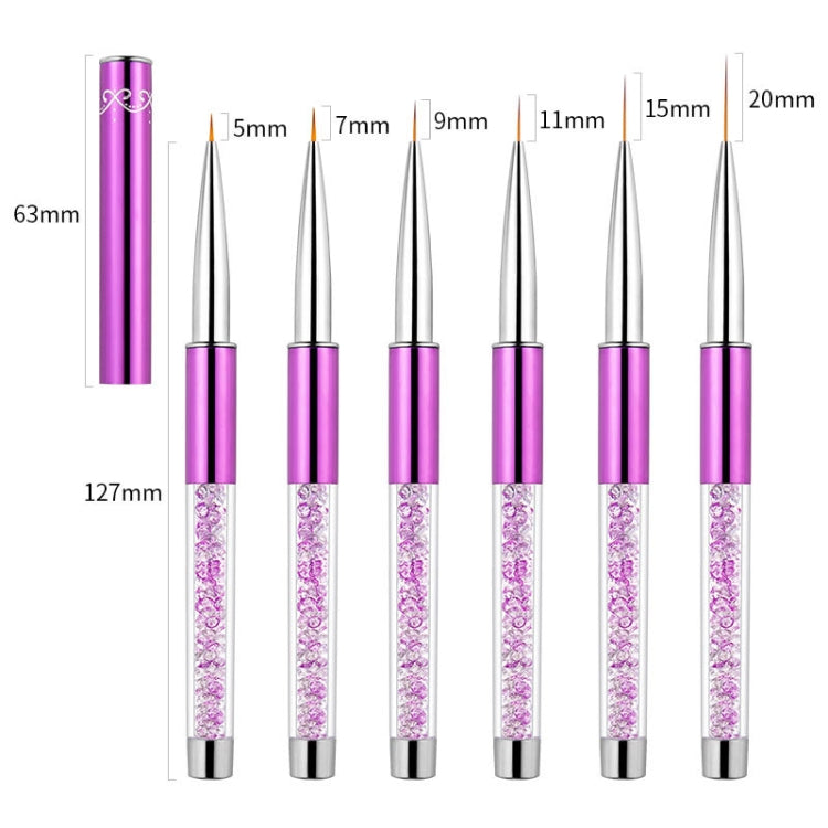 Nail Art Drawing Pen Purple Drill Rod Color Painting Flower Stripe Nail Brush With Pen Cover, Specification: 20mm - Nail Art Equipment by PMC Jewellery | Online Shopping South Africa | PMC Jewellery