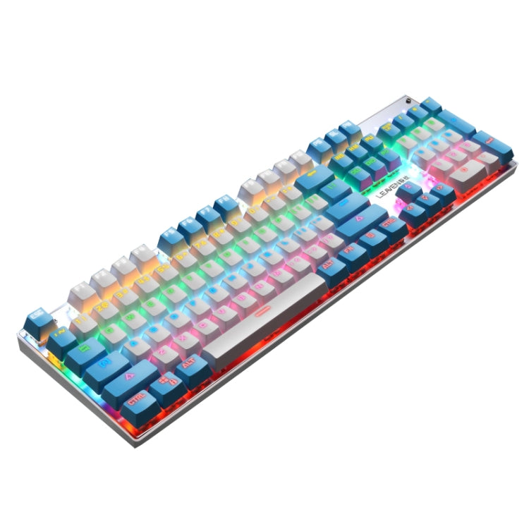 104 Keys Green Shaft RGB Luminous Keyboard Computer Game USB Wired Metal Mechanical Keyboard, Cabel Length:1.5m, Style: Double Imposition Version (White Blue) - Wired Keyboard by PMC Jewellery | Online Shopping South Africa | PMC Jewellery | Buy Now Pay Later Mobicred