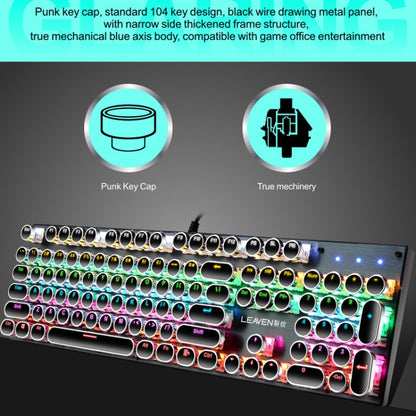 104 Keys Green Shaft RGB Luminous Keyboard Computer Game USB Wired Metal Mechanical Keyboard, Cabel Length:1.5m, Style: Punk Word Through Version (Black) - Wired Keyboard by PMC Jewellery | Online Shopping South Africa | PMC Jewellery | Buy Now Pay Later Mobicred